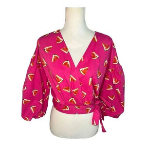 Color Me Courtney Women’s XS Pink Watermelon Emily Wrap Top‎